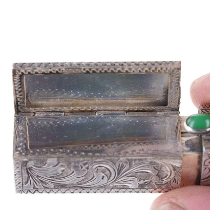 Engraved Italian 800 Silver Lipstick Case Vintage Holder w/ Mirror Compact w - Estate Fresh Austin