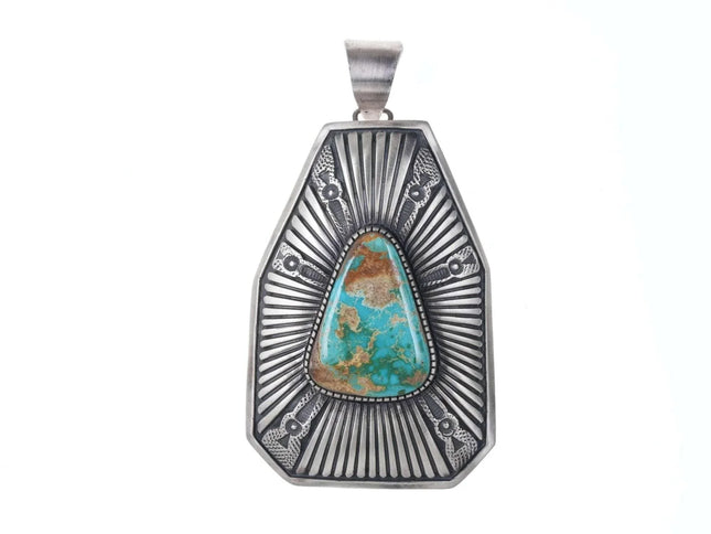 Ernest Bilagody Sr. Navajo Sterling and Royston Turquoise Pendant - Estate Fresh Austin