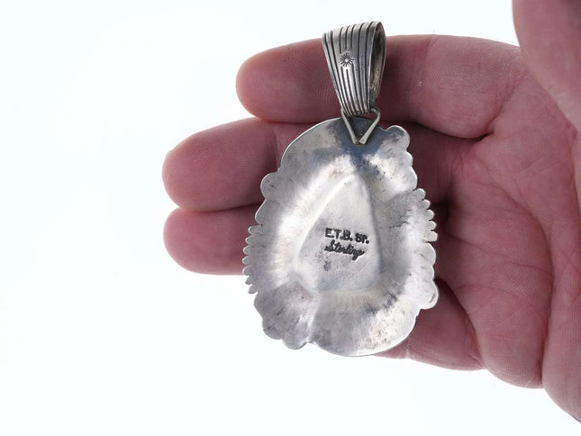 Ernest Bilagody Sterling and Turquoise Mountain Turquoise Pendant - Estate Fresh Austin