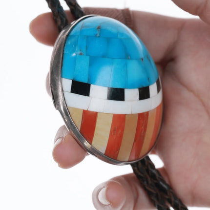 Ernest Medina Zia Sterling inlaid shell bolo tie - Estate Fresh Austin