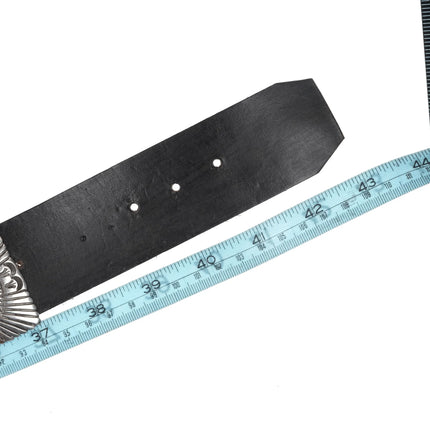 Ernest Roy Begay Navajo Heavy stamped sterling and turquoise concho belt - Estate Fresh Austin