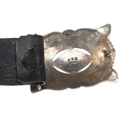 Ernest Roy Begay Navajo Heavy stamped sterling and turquoise concho belt - Estate Fresh Austin