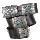 Ernest Roy Begay Navajo Heavy stamped sterling and turquoise concho belt - Estate Fresh Austin