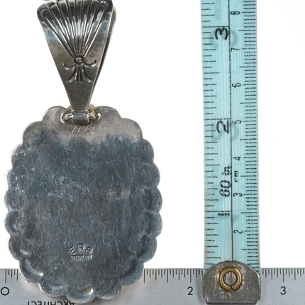 Ernest Roy Begay Navajo Turquoise and coral cluster pendant - Estate Fresh Austin