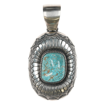 Ernest Thomas Bilagody Sr Navajo Large sterling pendant w/ high grade turquoise - Estate Fresh Austin