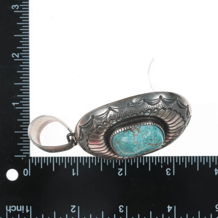Ernest Thomas Bilagody Sr Navajo Large sterling pendant w/ high grade turquoise - Estate Fresh Austin