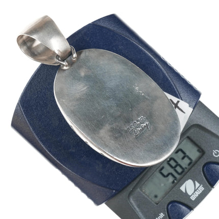 Ernest Thomas Bilagody Sr Navajo Large sterling pendant w/ high grade turquoise - Estate Fresh Austin