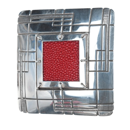 Ernest Thomas Bilagody Sr Navajo Sterling and Stingray skin belt buckle - Estate Fresh Austin