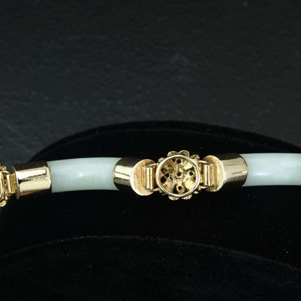 Estate 14K Chinese White Jade Pink Rubies Bracelet - Estate Fresh Austin