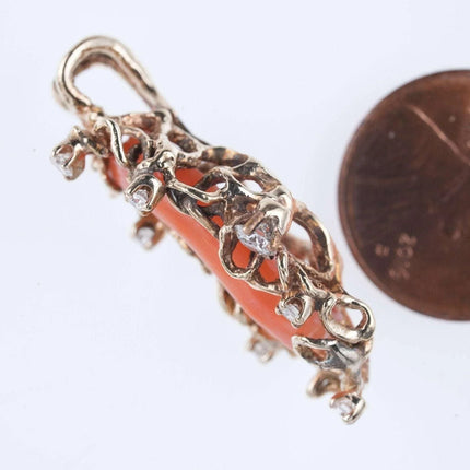 Estate 14k/Diamond/branch coral pendant - Estate Fresh Austin