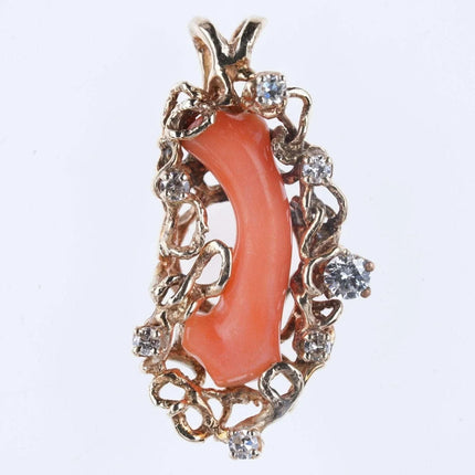 Estate 14k/Diamond/branch coral pendant - Estate Fresh Austin
