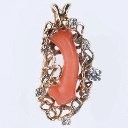 Estate 14k/Diamond/branch coral pendant - Estate Fresh Austin