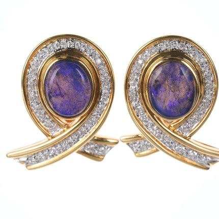 Estate 18k Black Opal Diamond earrings - Estate Fresh Austin