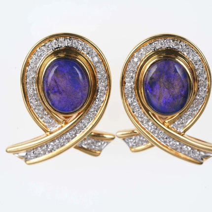 Estate 18k Black Opal Diamond earrings - Estate Fresh Austin