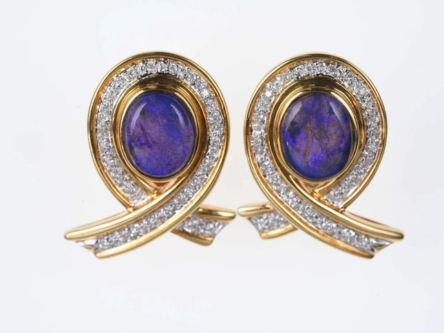 Estate 18k Black Opal Diamond earrings - Estate Fresh Austin