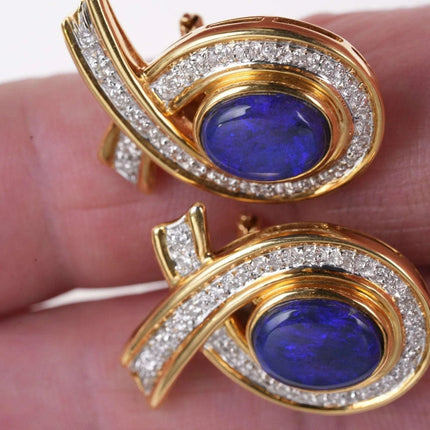 Estate 18k Black Opal Diamond earrings - Estate Fresh Austin