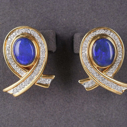 Estate 18k Black Opal Diamond earrings - Estate Fresh Austin