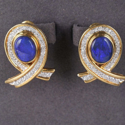 Estate 18k Black Opal Diamond earrings - Estate Fresh Austin