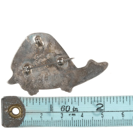 Eva Etstate Zuni Channel inlay sterling turtle pin - Estate Fresh Austin