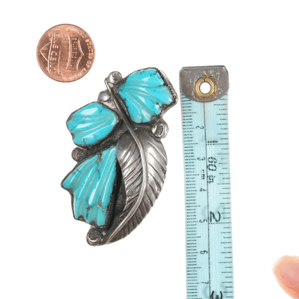 Felicita Eustace Cochiti (1927 - 2016) Silver and carved turquoise pendant/ pin - Estate Fresh Austin