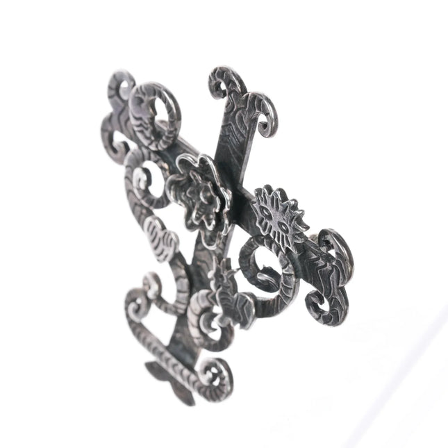 Foree Hunsicker (1932-2015) large Sterling Silver cross pin - Estate Fresh Austin