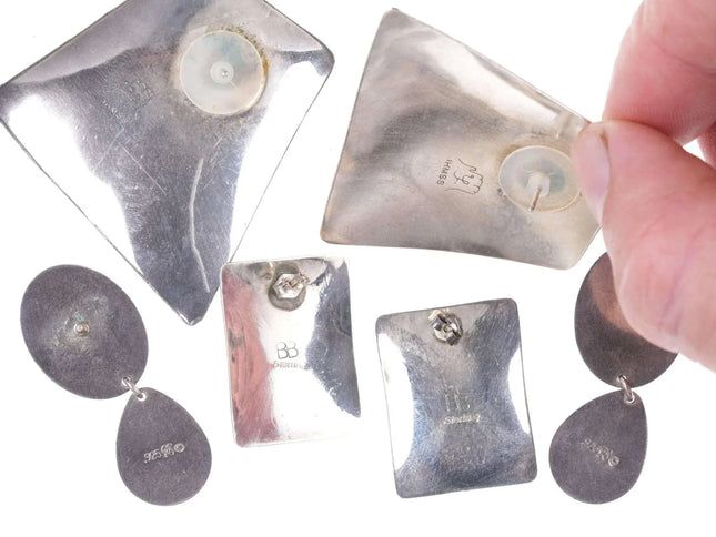 Foster Yazzie Navajo Sterling/onyx and other Native American southwestern earrin - Estate Fresh Austin