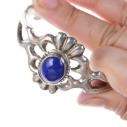 Francis L Begay Navajo Tufa Cast sterling Lapis cuff bracelet - Estate Fresh Austin