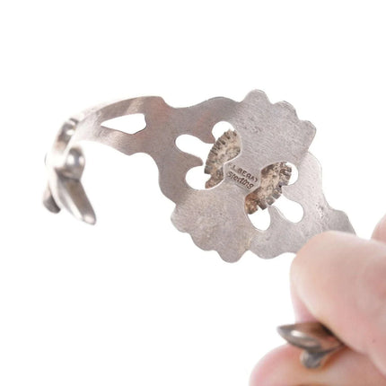 Francis L Begay Navajo Tufa Cast sterling Lapis cuff bracelet - Estate Fresh Austin