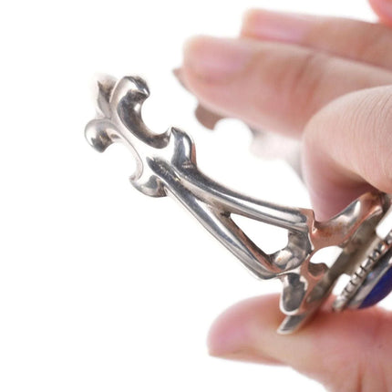 Francis L Begay Navajo Tufa Cast sterling Lapis cuff bracelet - Estate Fresh Austin