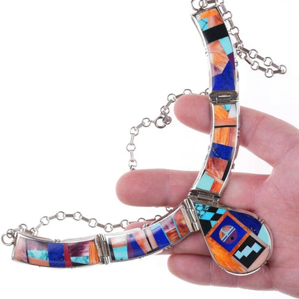 Frank Yellowhorse(1933-2020) Navajo sterling silver Multi-stone intarsia inlay b - Estate Fresh Austin