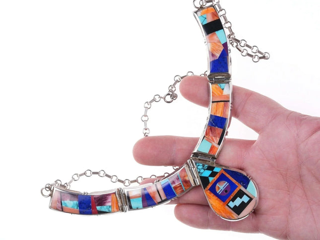 Frank Yellowhorse(1933-2020) Navajo sterling silver Multi-stone intarsia inlay b - Estate Fresh Austin