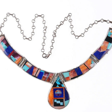 Frank Yellowhorse(1933-2020) Navajo sterling silver Multi-stone intarsia inlay b - Estate Fresh Austin