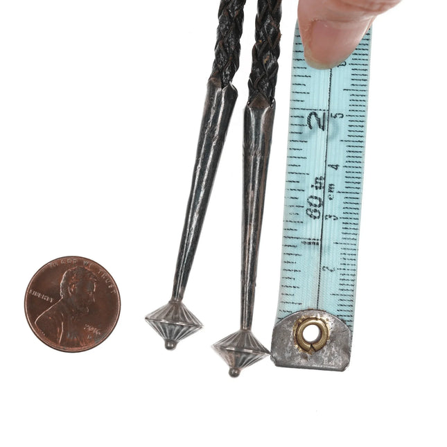 Fred and Lolita Natachu Zuni c1970's Sterling inlay bolo tie - Estate Fresh Austin