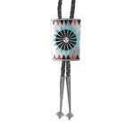 Fred and Lolita Natachu Zuni c1970's Sterling inlay bolo tie - Estate Fresh Austin