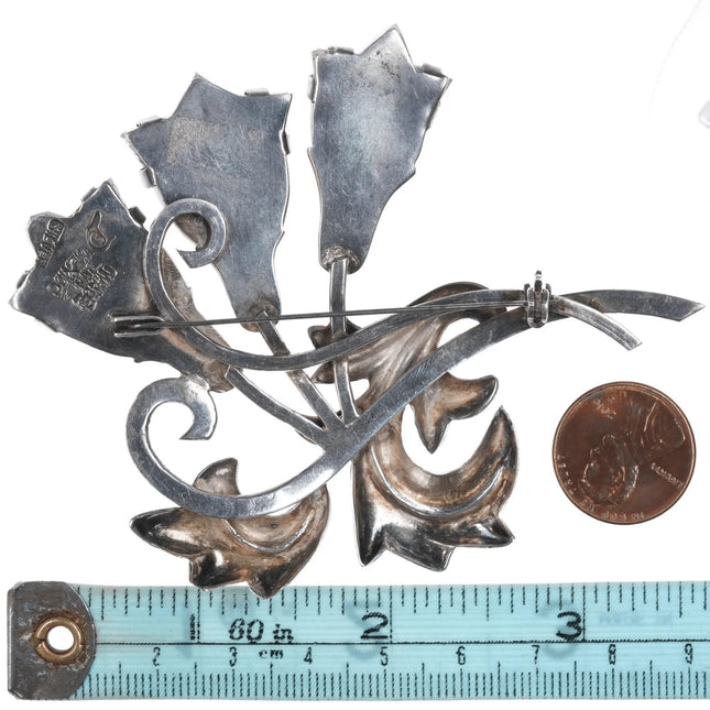 Fred Davis (1880-1961) large sterling and amethyst tulip flower pin - Estate Fresh Austin