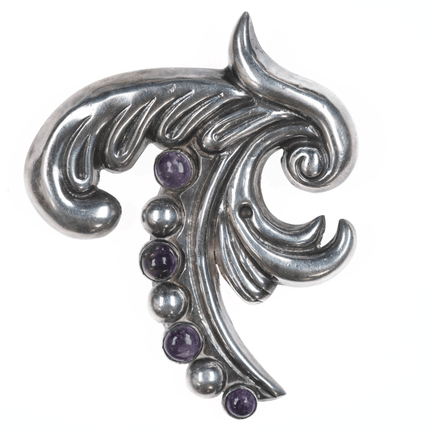 Fred Davis (1880 - 1961) Sterling and amethyst large pin - Estate Fresh Austin