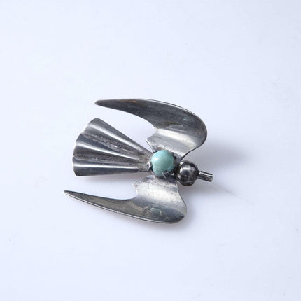 Fred Davis Abraham Paz Sterling Silver Angel Bird Brooch with Turquoise pin - Estate Fresh Austin