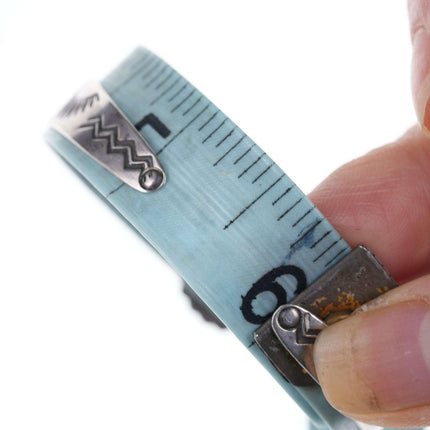 Fred Harvey Era Native American Sterling/turquoise Heavy stamped cuff x - Estate Fresh Austin