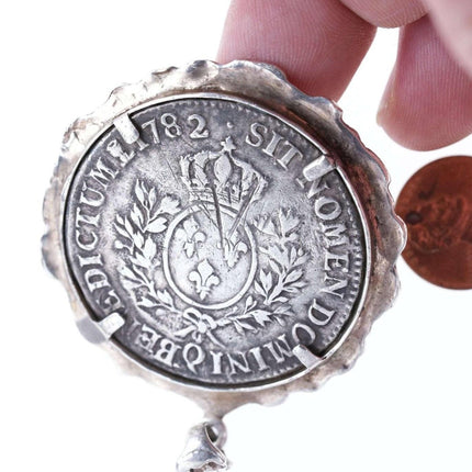 French 1782 1/5 Écu - Louis XVI Silver coin in sterling bezel pendant - Estate Fresh Austin