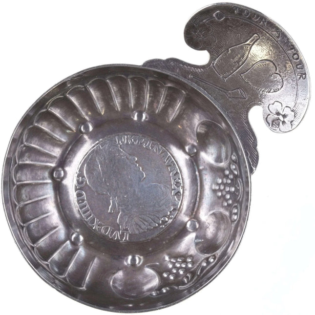 French 18th-19th Century Silver wine tasting cup with 1658 Coin - Estate Fresh Austin