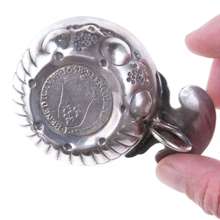 French 18th-19th Century Silver wine tasting cup with 1658 Coin - Estate Fresh Austin