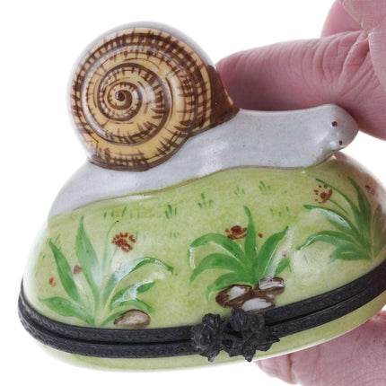 French Limoges hand painted snail trinket box q - Estate Fresh Austin
