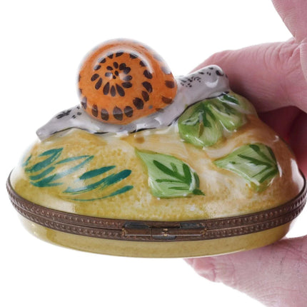 French Limoges hand painted snail trinket box - Estate Fresh Austin