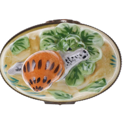 French Limoges hand painted snail trinket box - Estate Fresh Austin