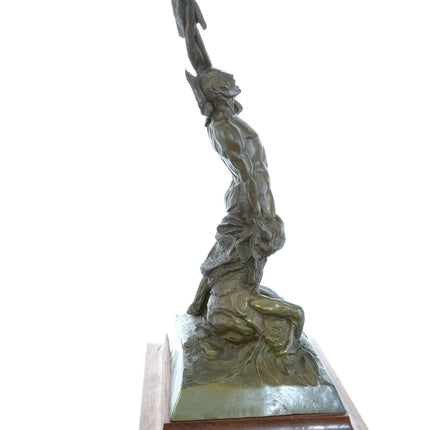 Fritz White(1930-2010) Native American holding Buffalo Bronze - Estate Fresh Austin