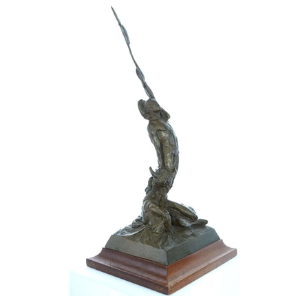 Fritz White(1930-2010) Native American holding Buffalo Bronze - Estate Fresh Austin