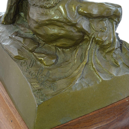 Fritz White(1930-2010) Native American holding Buffalo Bronze - Estate Fresh Austin