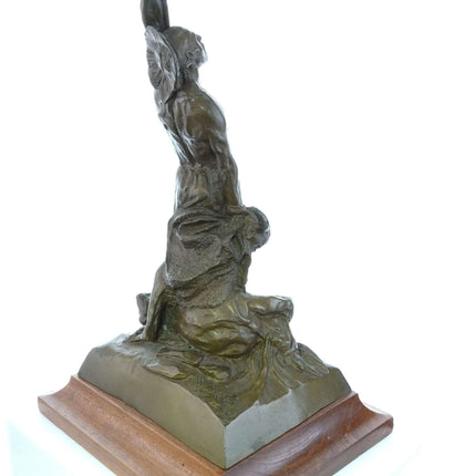 Fritz White(1930-2010) Native American holding Buffalo Bronze - Estate Fresh Austin