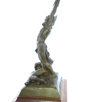 Fritz White(1930-2010) Native American holding Buffalo Bronze - Estate Fresh Austin