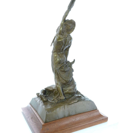 Fritz White(1930-2010) Native American holding Buffalo Bronze - Estate Fresh Austin